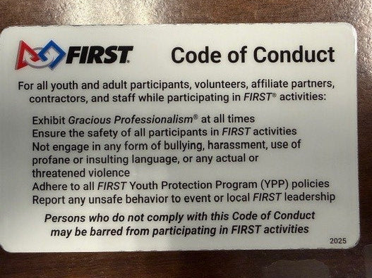First Code of Conduct Cards